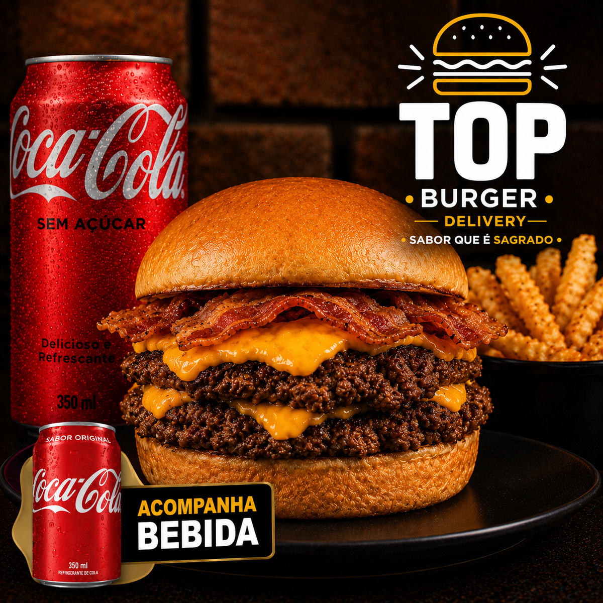 2X COMBO - Crispy Bacon em dobro + 2X Coca-Cola +2X Fritas