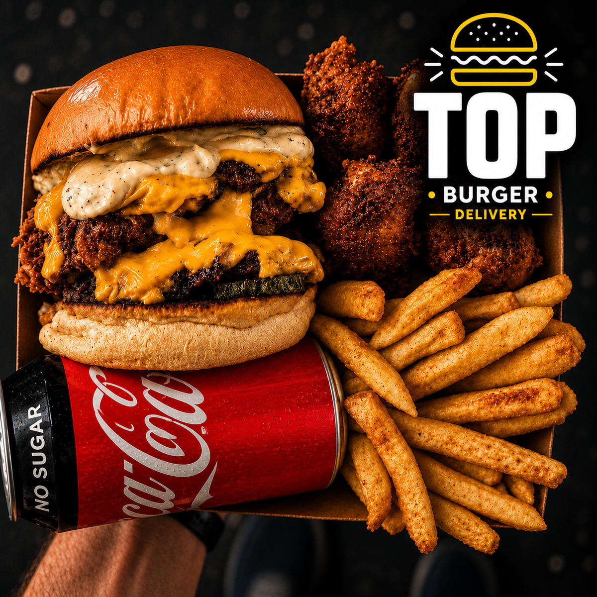 COMBO Solteiro - 1X Classic Chicken Cheese + Coca-Cola + 500g Fritas + 500g de Frango Frito